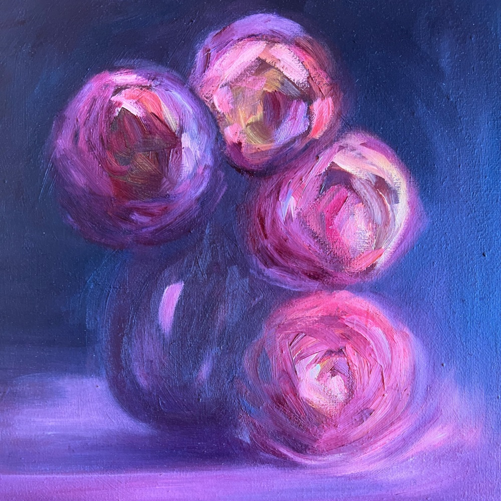 Painting, original oil painting from my award winning garden 2024 🌹
